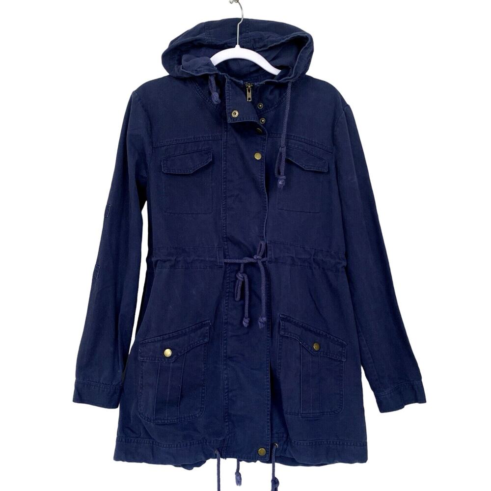 Some Days Lovin Jacket Womens Medium Blue Canvas Cargo Lace Up Back Parka PacSun